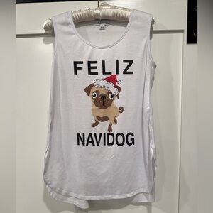 Festive Pug Dog Tank Top - White